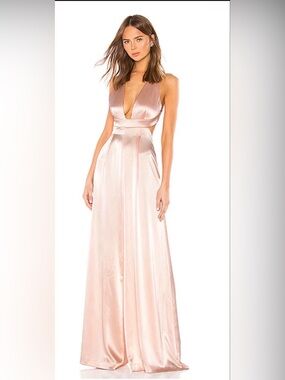 Revolve Jill Stuart Pink Satin Open Back Wide Leg Jumpsuit Sz 12 Formal